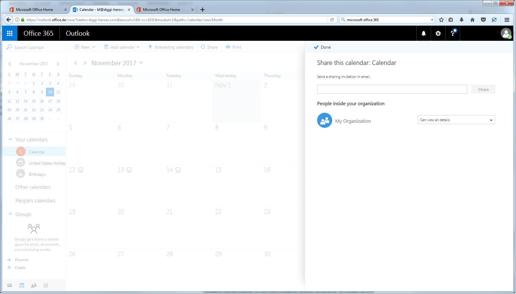 Sharing Outlook Calendars IONOS