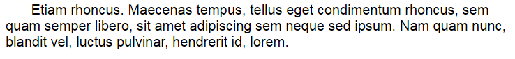 Example text with an indent of 5 percent in the first line