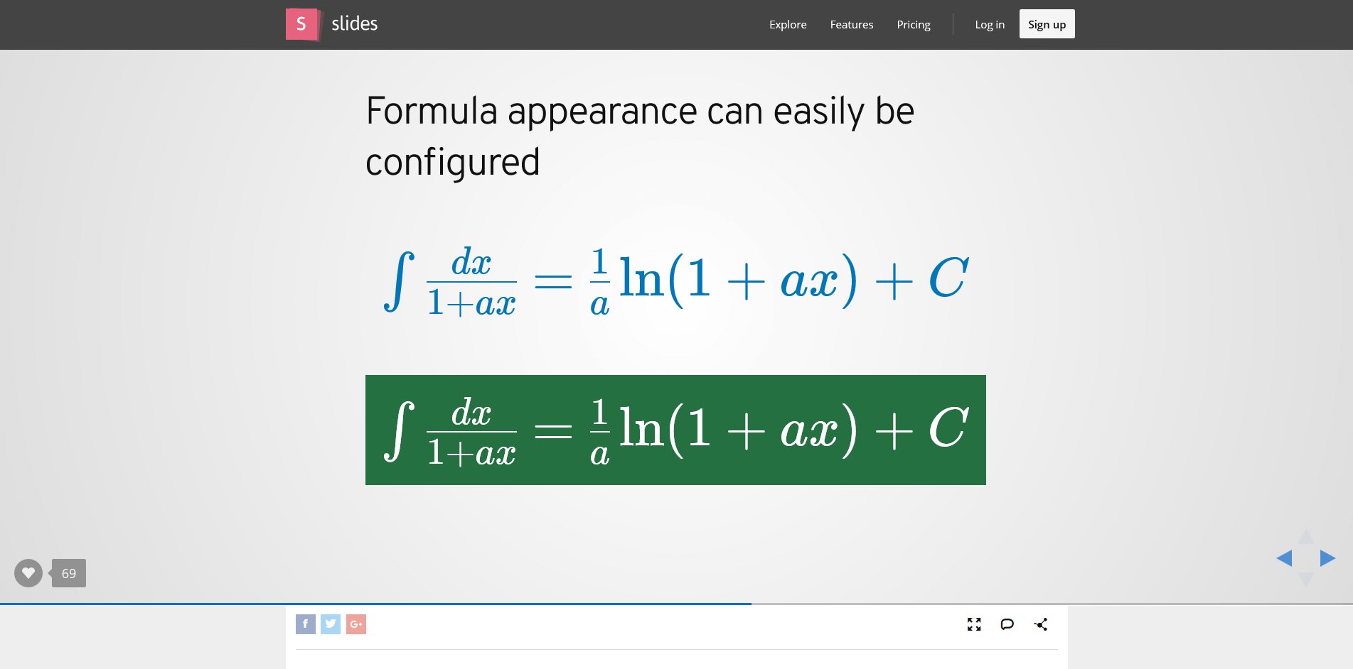 Preview of the formula generator tool in Slides
