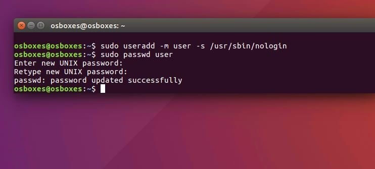 Ubuntu terminal: User account creation