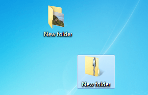 Screenshot of a folder and its zipped version on the Windows desktop