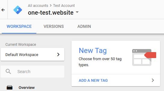Google Tag Manager workspace