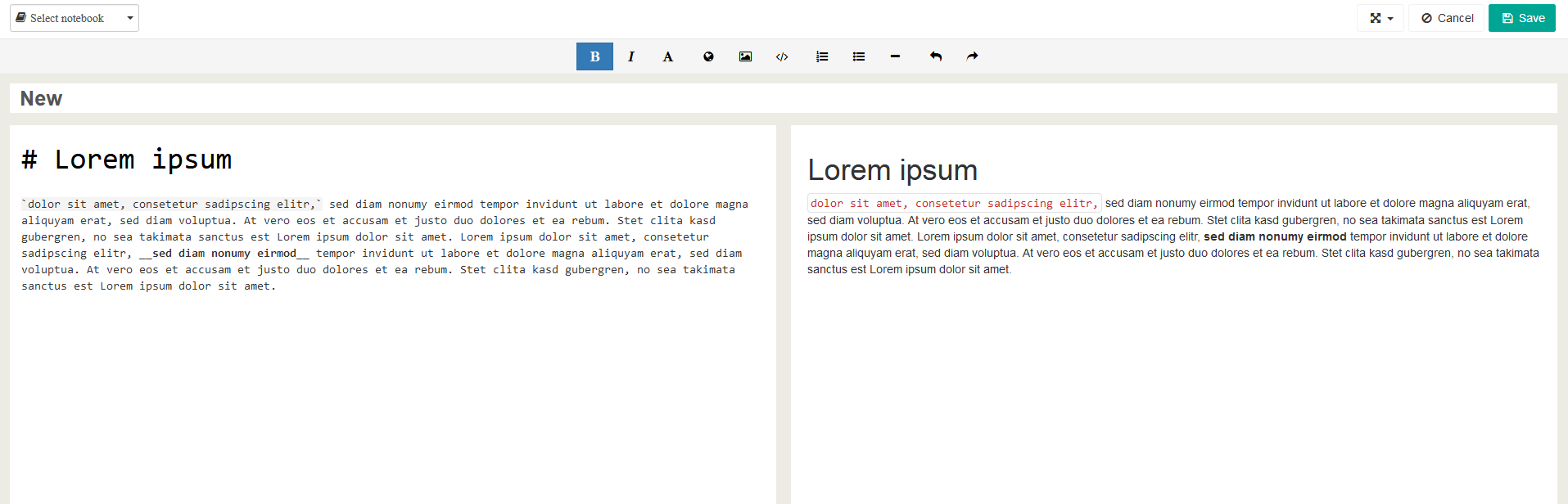 The online version of the Markdown editor Laverna