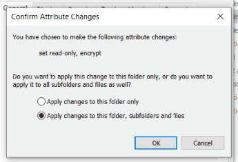 Dialogue window: Confirm file attribute change