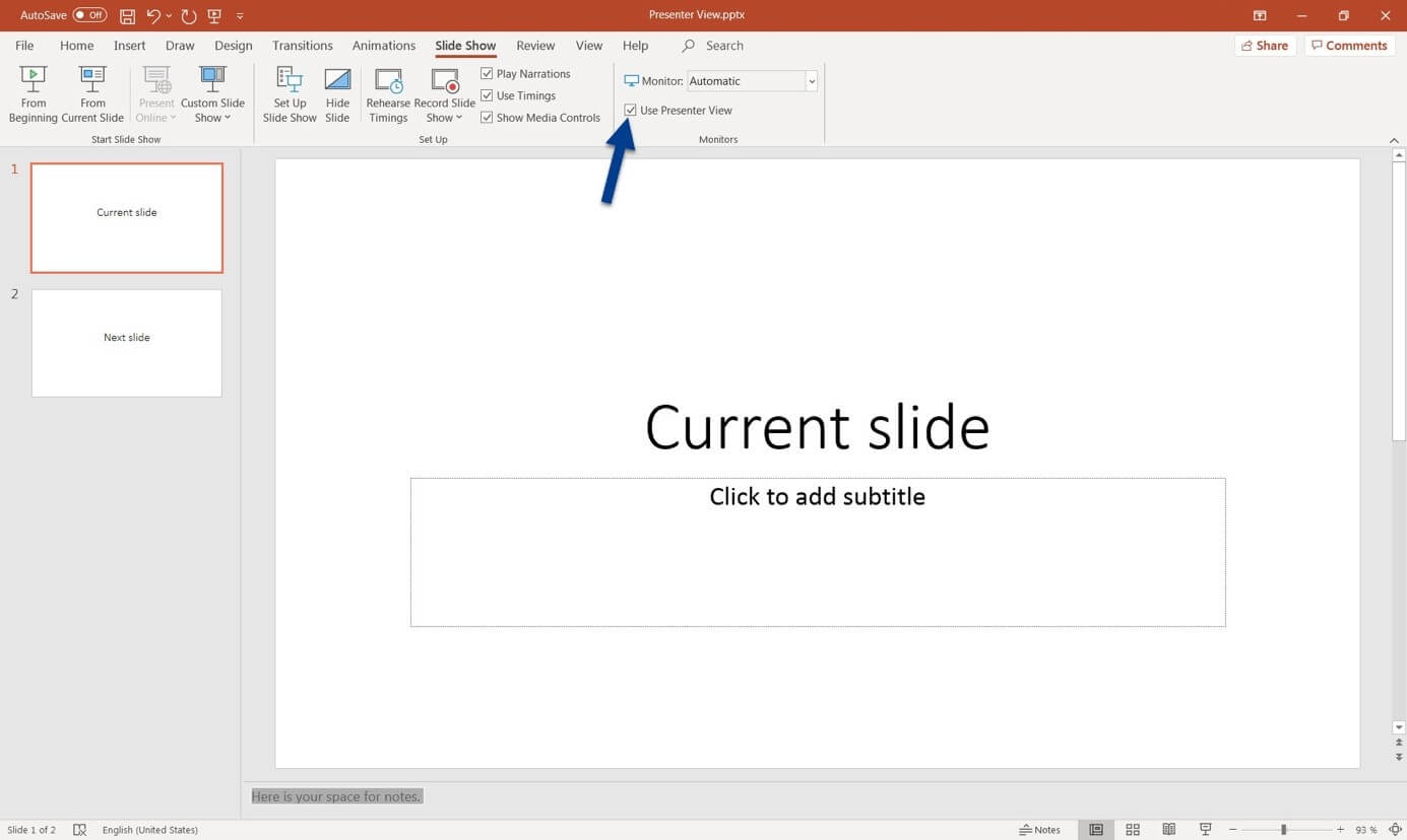 ms powerpoint presentation mode