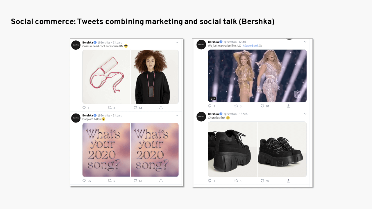 Bershka example of using social commerce on Twitter