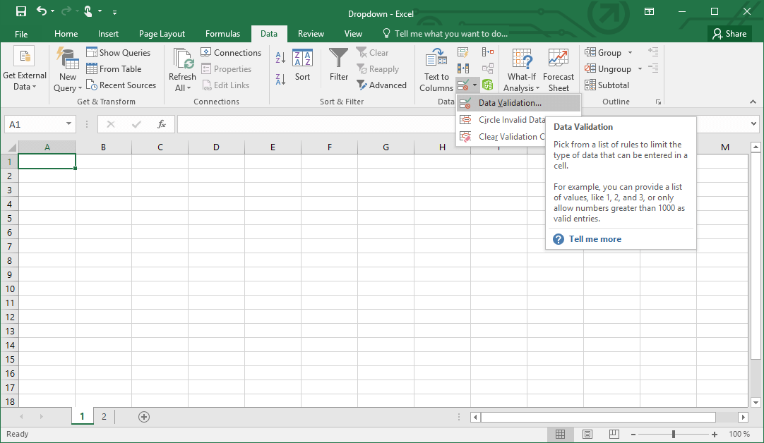creating drop down menu in excel 2016 creating drop down menu in excel 2016