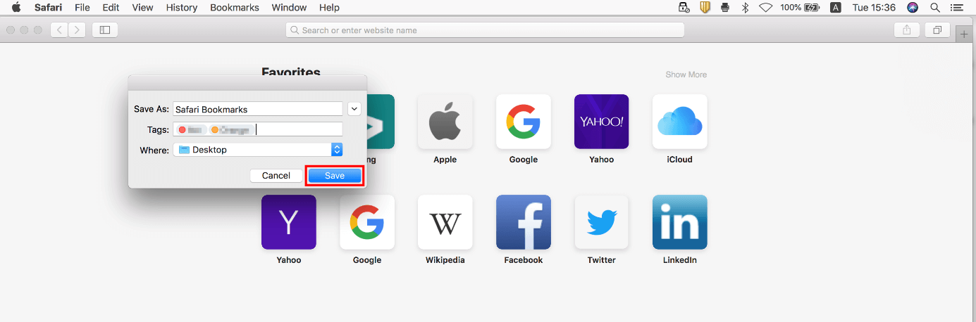 Exporting Safari bookmarks in macOS
