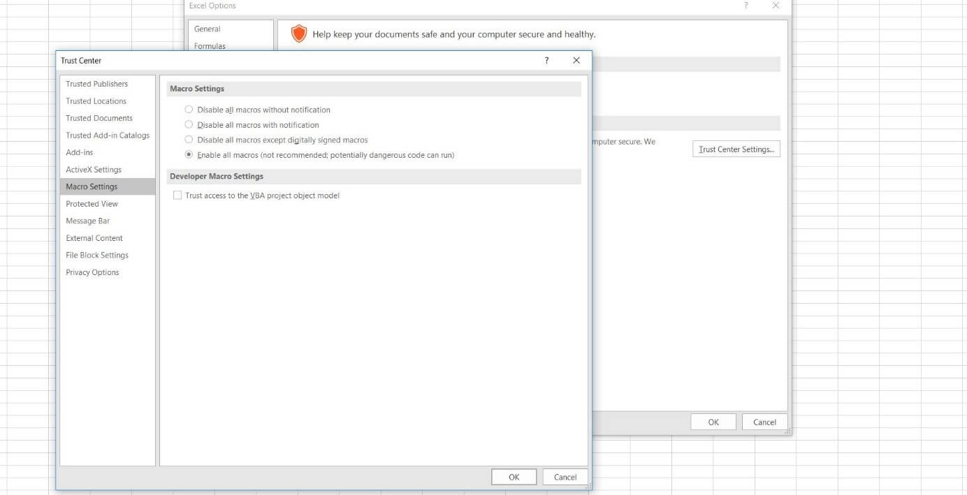 macros in this project are disabled macros in this project are disabled