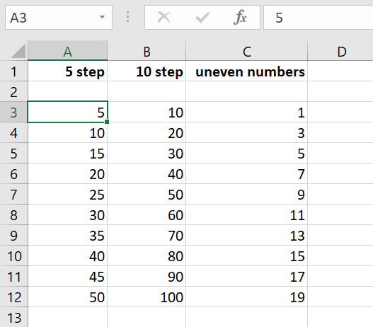 Numbering in different steps