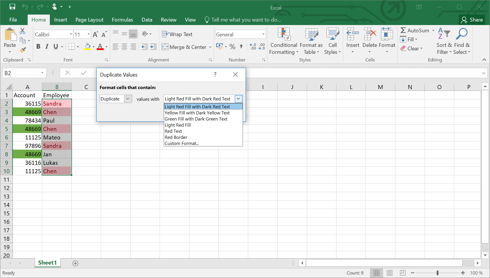 Buscar duplicados en excel