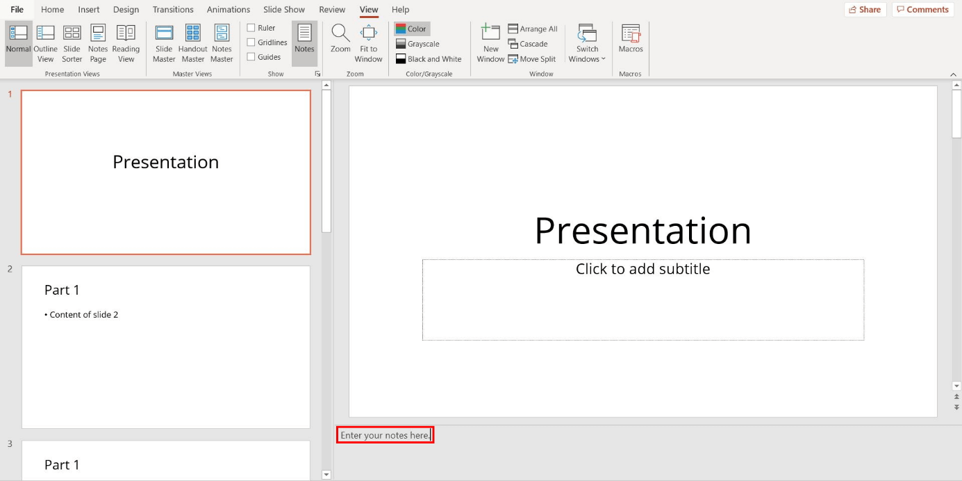 use powerpoint notes during presentation