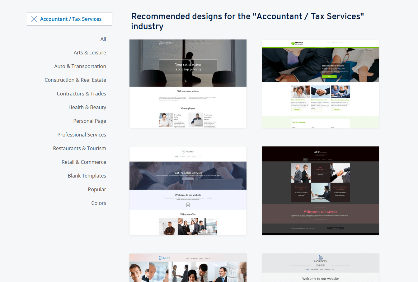 Design templates for accountant websites