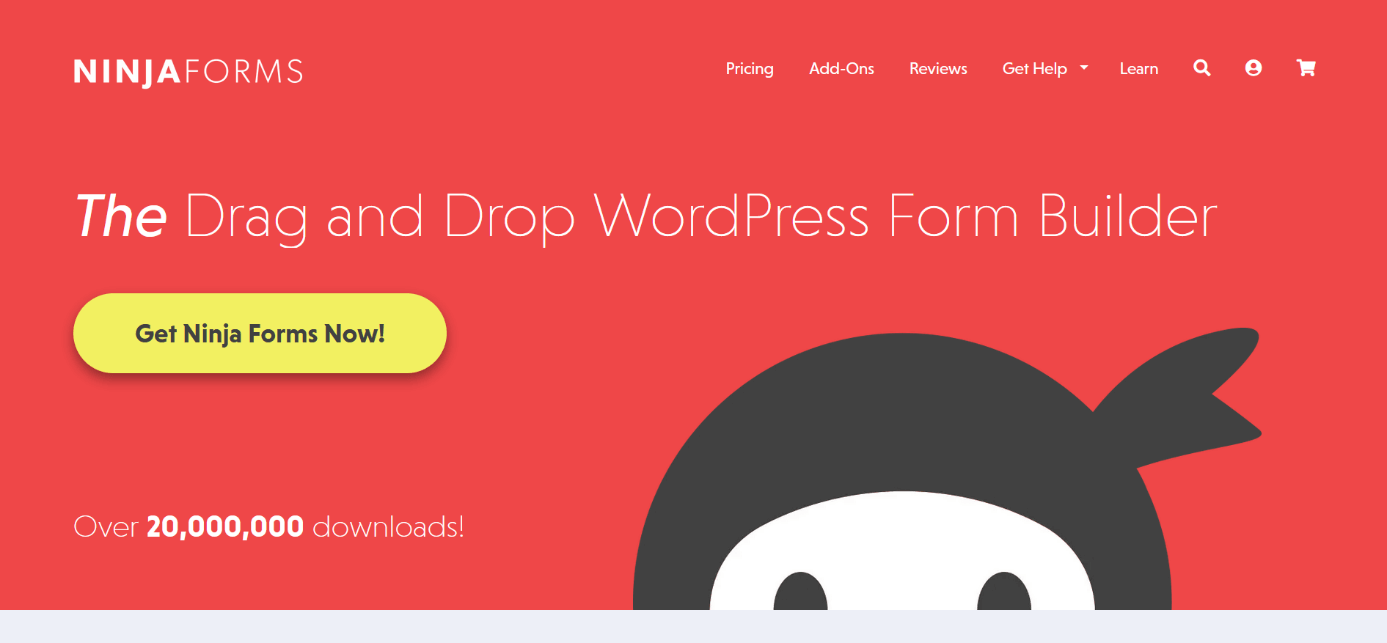 Homepage of WordPress plugin Ninja Forms