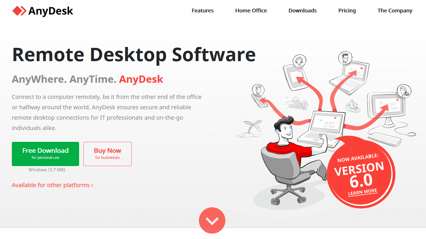 Homepage of AnyDesk