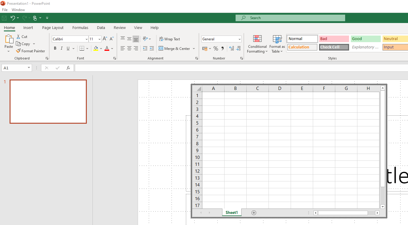 powerpoint presentation excel functions