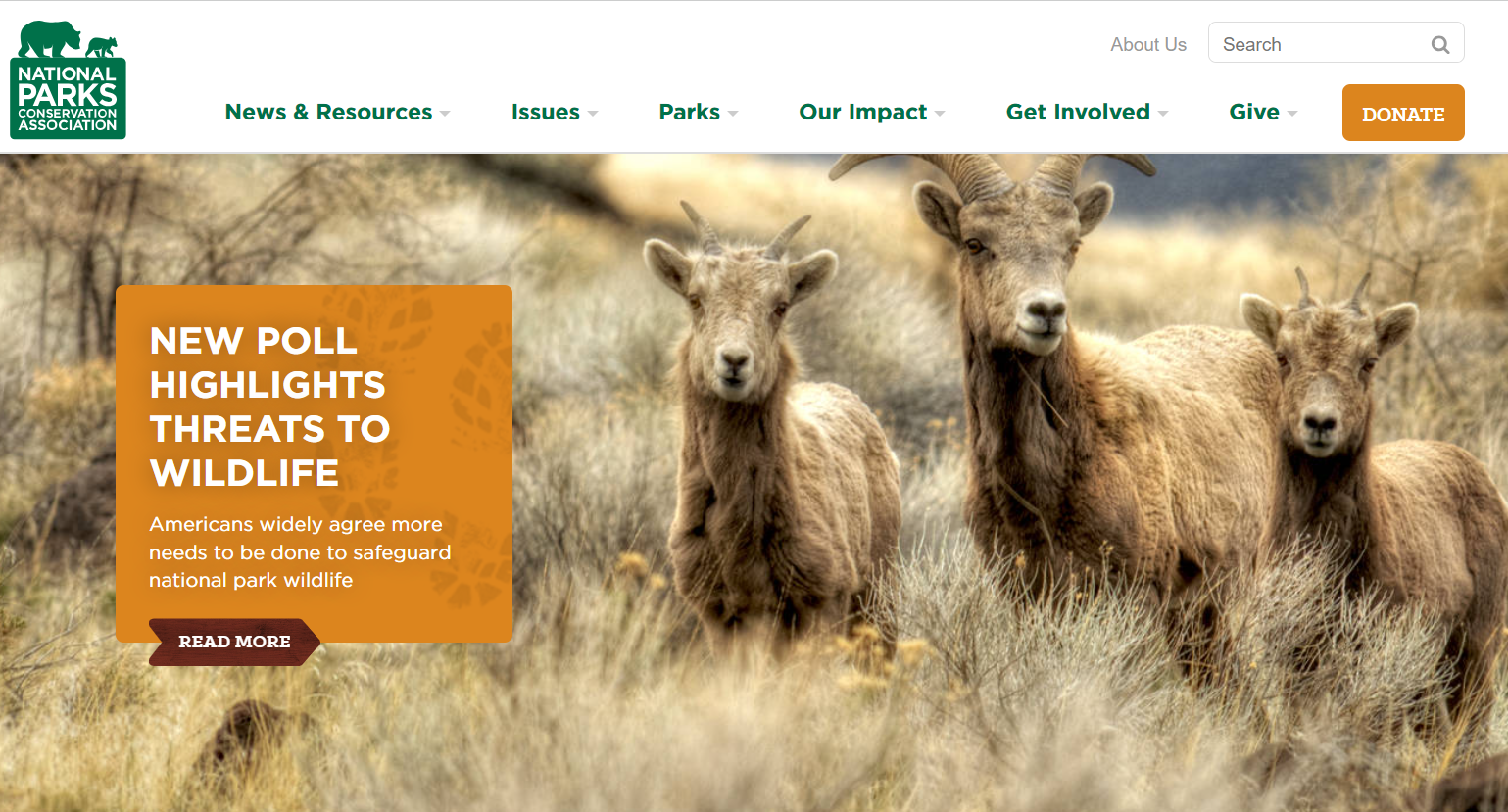 Screenshot of the National Parks Conservation Association website