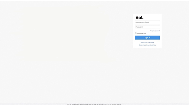 Screenshot of AOL Mail