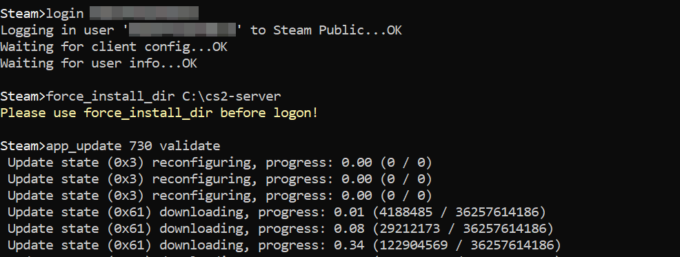 SteamCMD: CS2 server installation