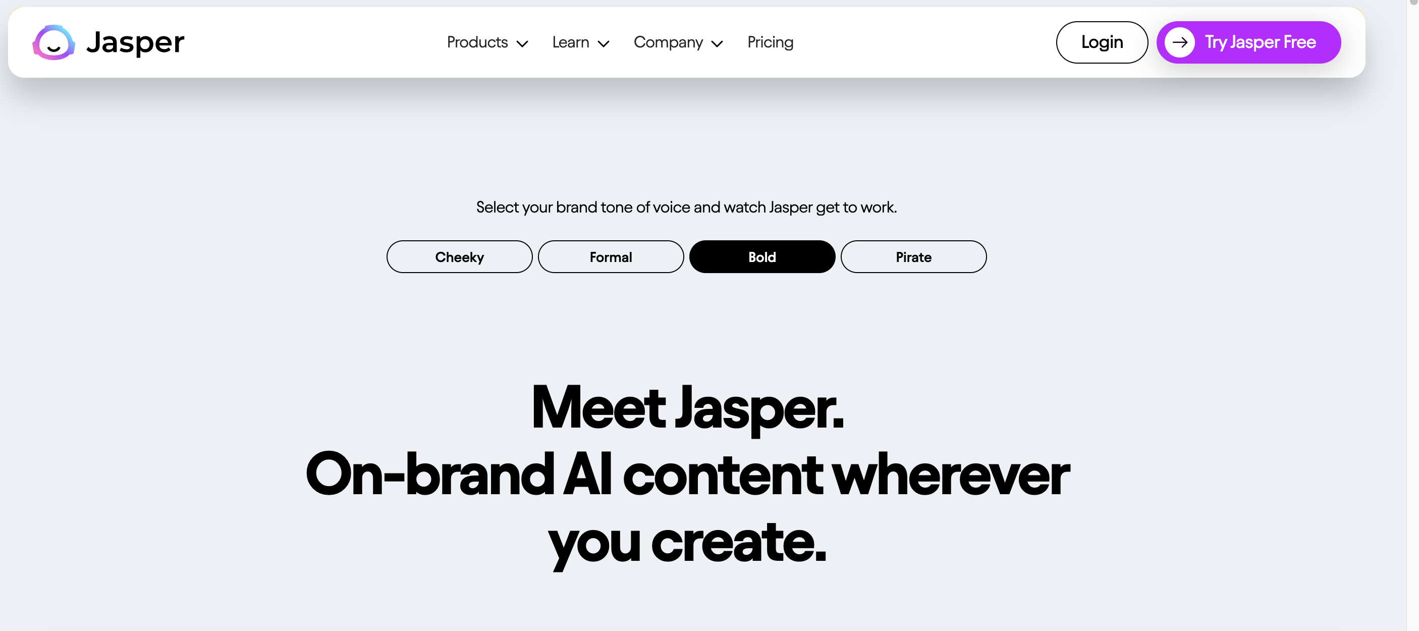 Screenshot of Jasper website