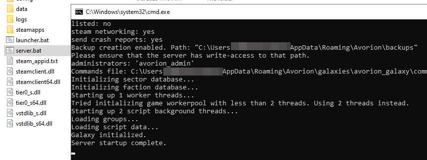 Avorion server successful Image: Avorion server successful