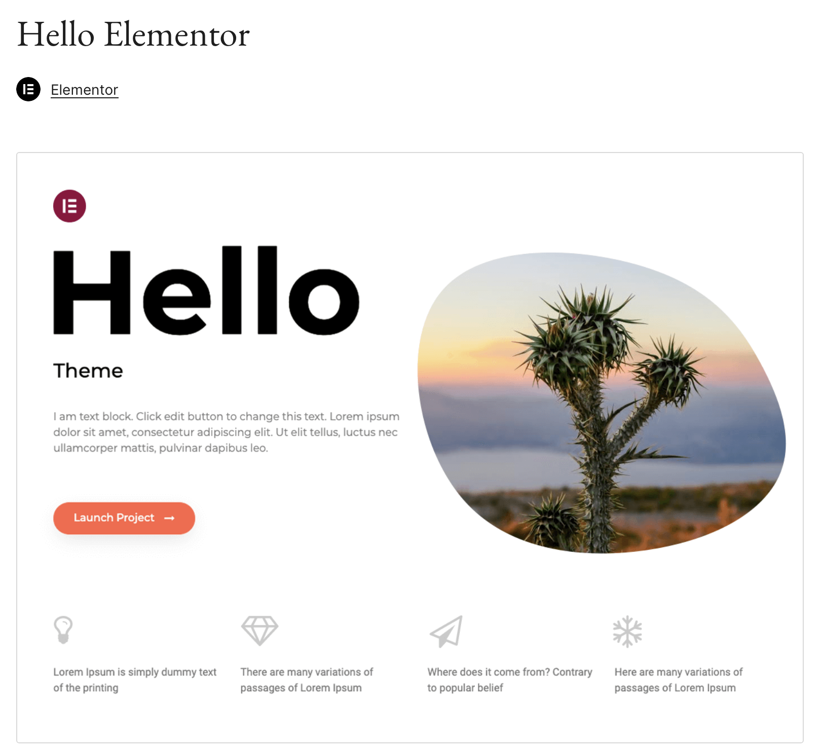 Preview of the WordPress theme Hello Elementor on WordPress.org Image: Preview of the WordPress theme Hello Elementor on WordPress.org