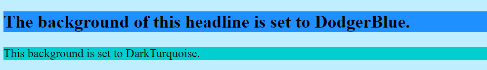 Example: Three different coloured HTML backgrounds Image: Example: Three different coloured HTML backgrounds