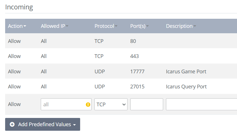 Opening ports in the IONOS Cloud Panel Image: Opening ports in the IONOS Cloud Panel
