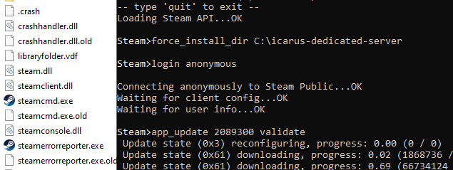 SteamCMD: Installing the Icarus dedicated server Image: SteamCMD: Installing the Icarus dedicated server