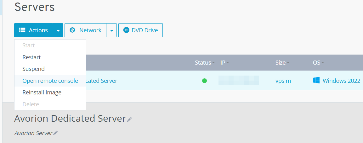 Avorion server: Open remote console with IONOS Image: Avorion server: Open remote console with IONOS