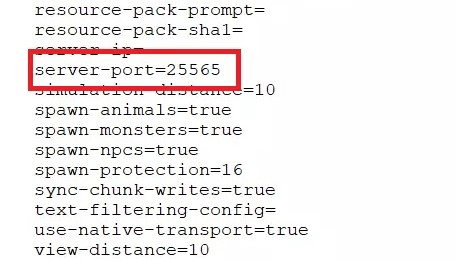 Minecraft server: Snippet of server.properties file Image: Minecraft server: Snippet of server.properties file