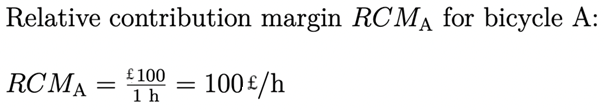 Relative contribution margin: Example Bicycle A Image: Relative contribution margin: Example Bicycle A