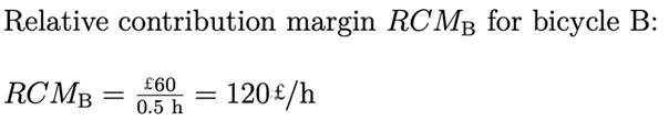 Relative contribution margin: Example Bicycle B Image: Relative contribution margin: Example Bicycle B