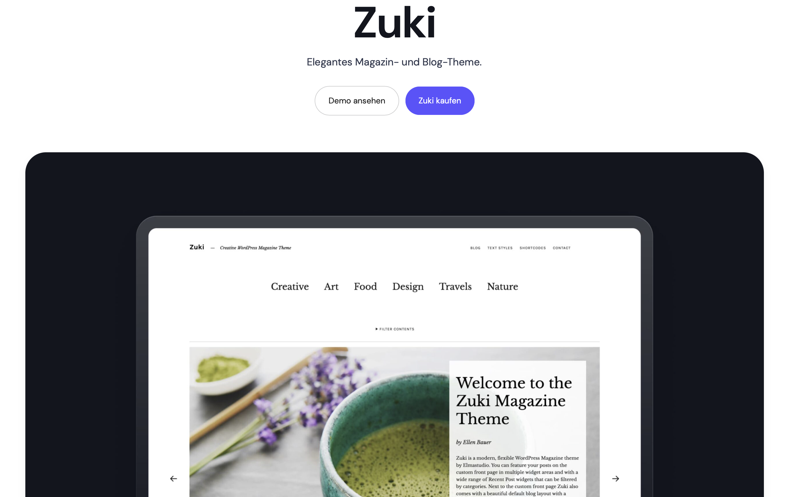 WordPress template Zuki by Elmastudio Image: WordPress template Zuki by Elmastudio
