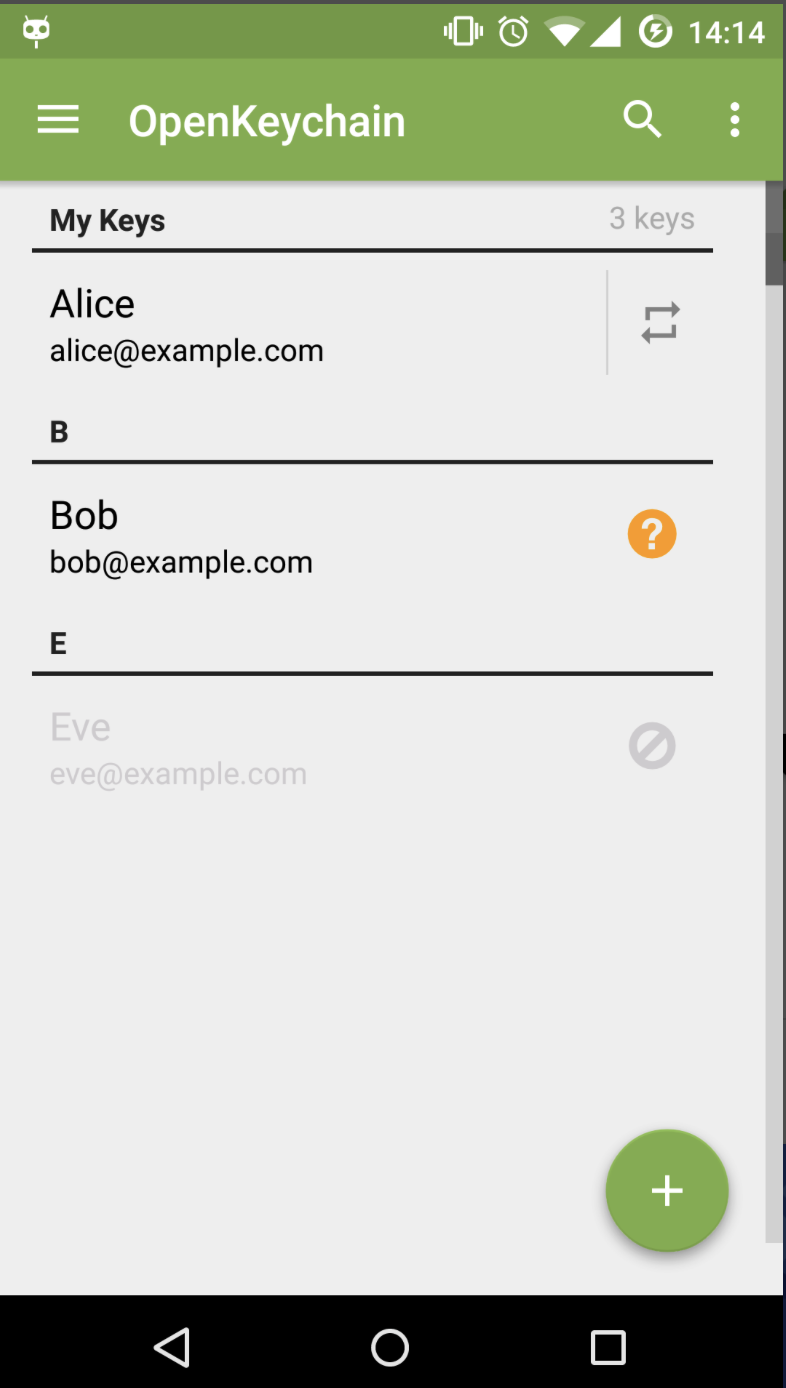 Screenshot of the Android app Easy PGP Image: Screenshot of the Android app Easy PGP
