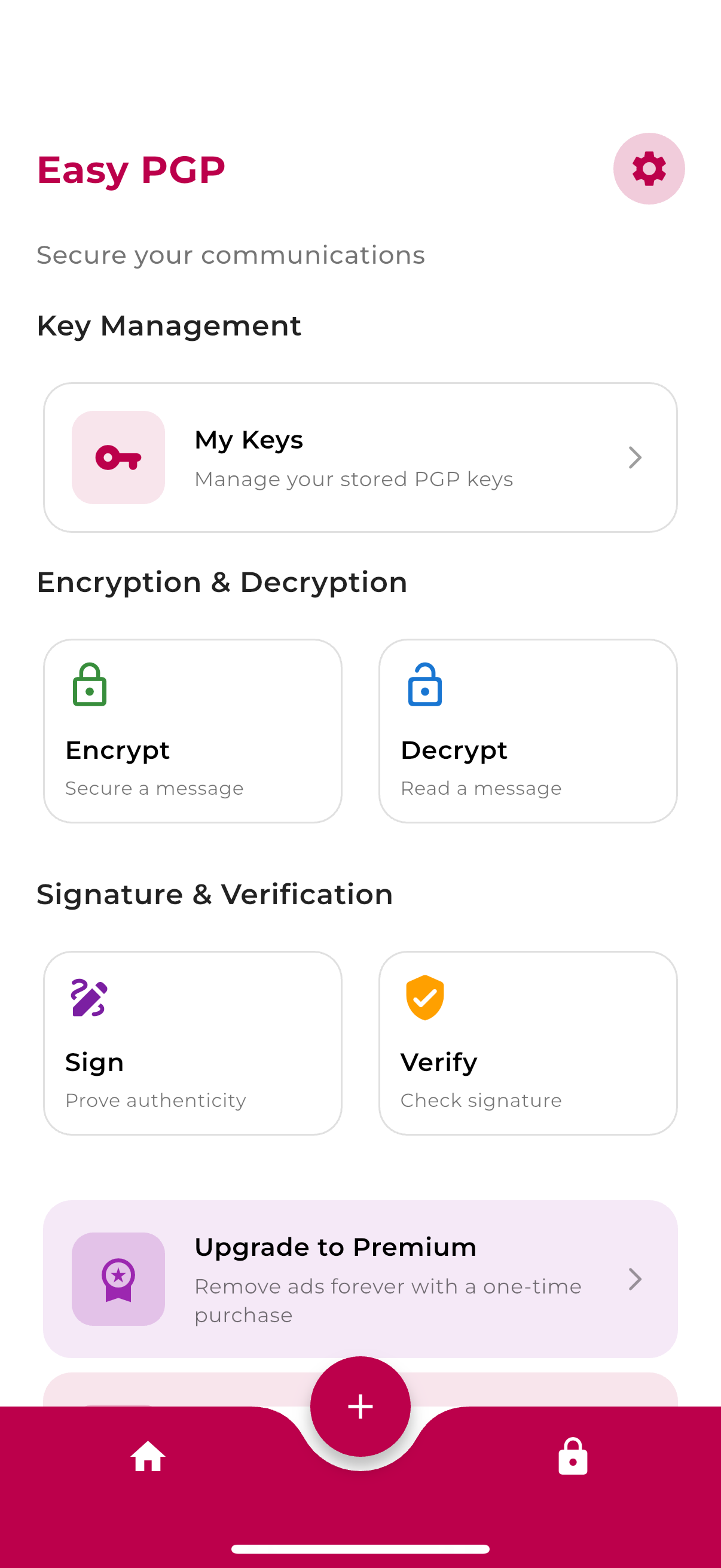 Screenshot of the Easy PGP user interface on iOS Image: Screenshot of the Easy PGP user interface on iOS