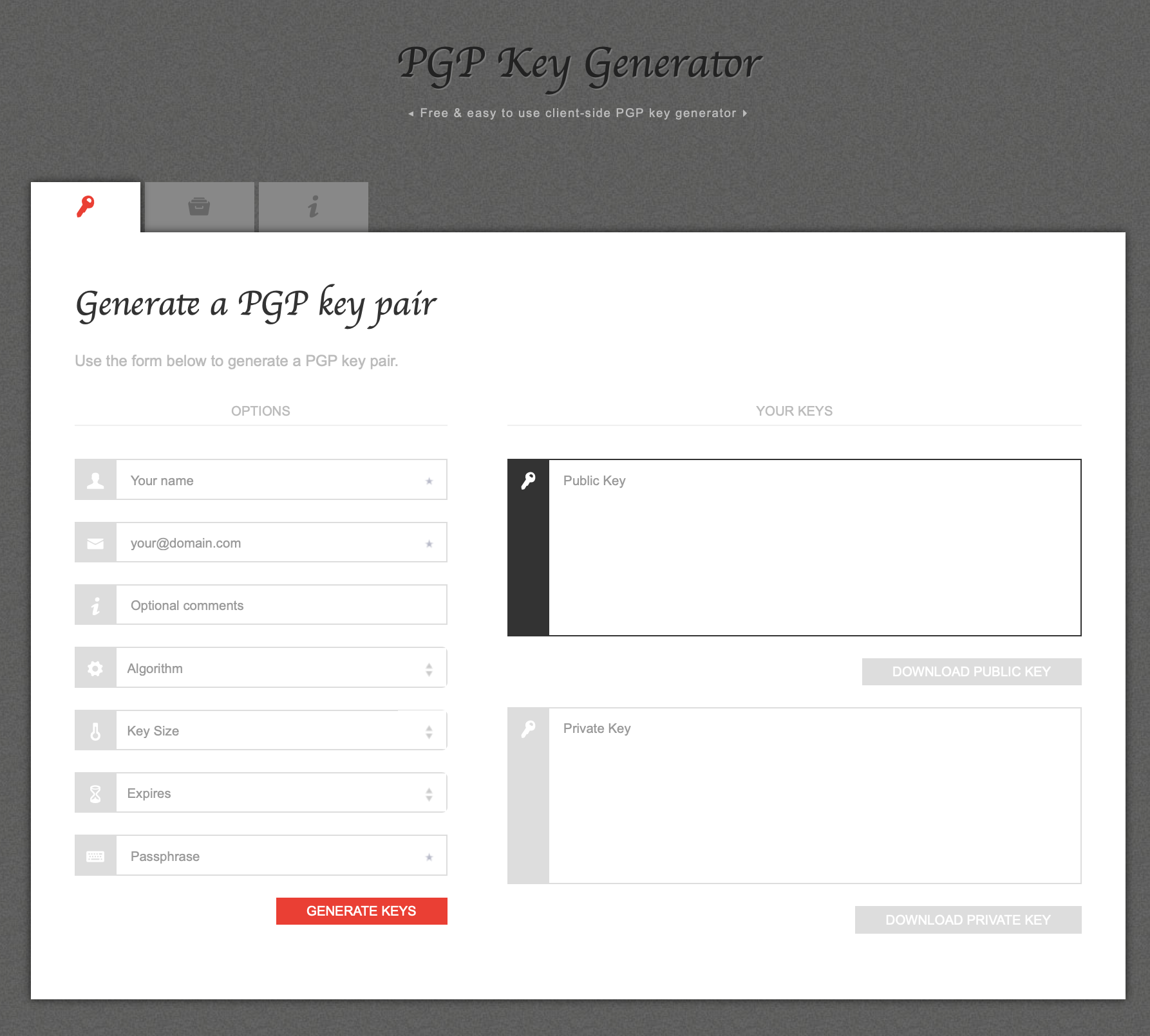 Screenshot of the PGP Key Generator Image: Screenshot of the PGP Key Generator