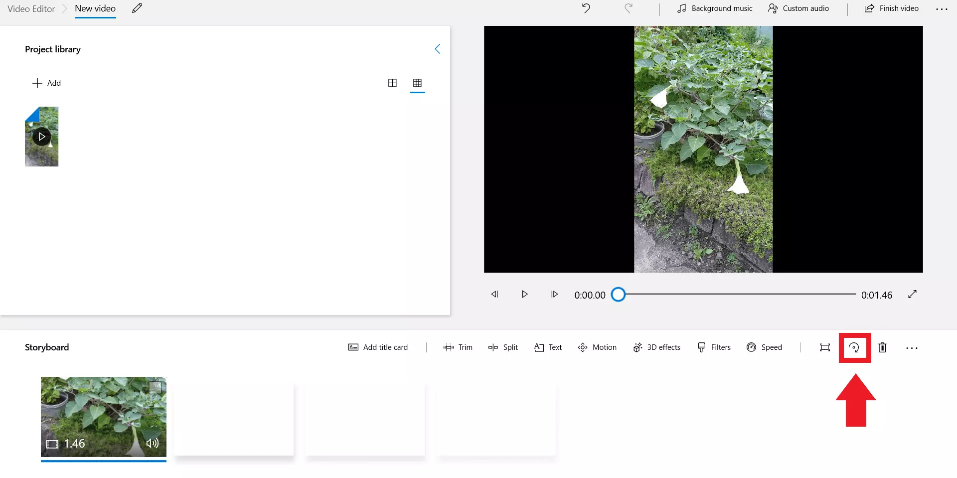 Image: Align your video by clicking on the rotation icon