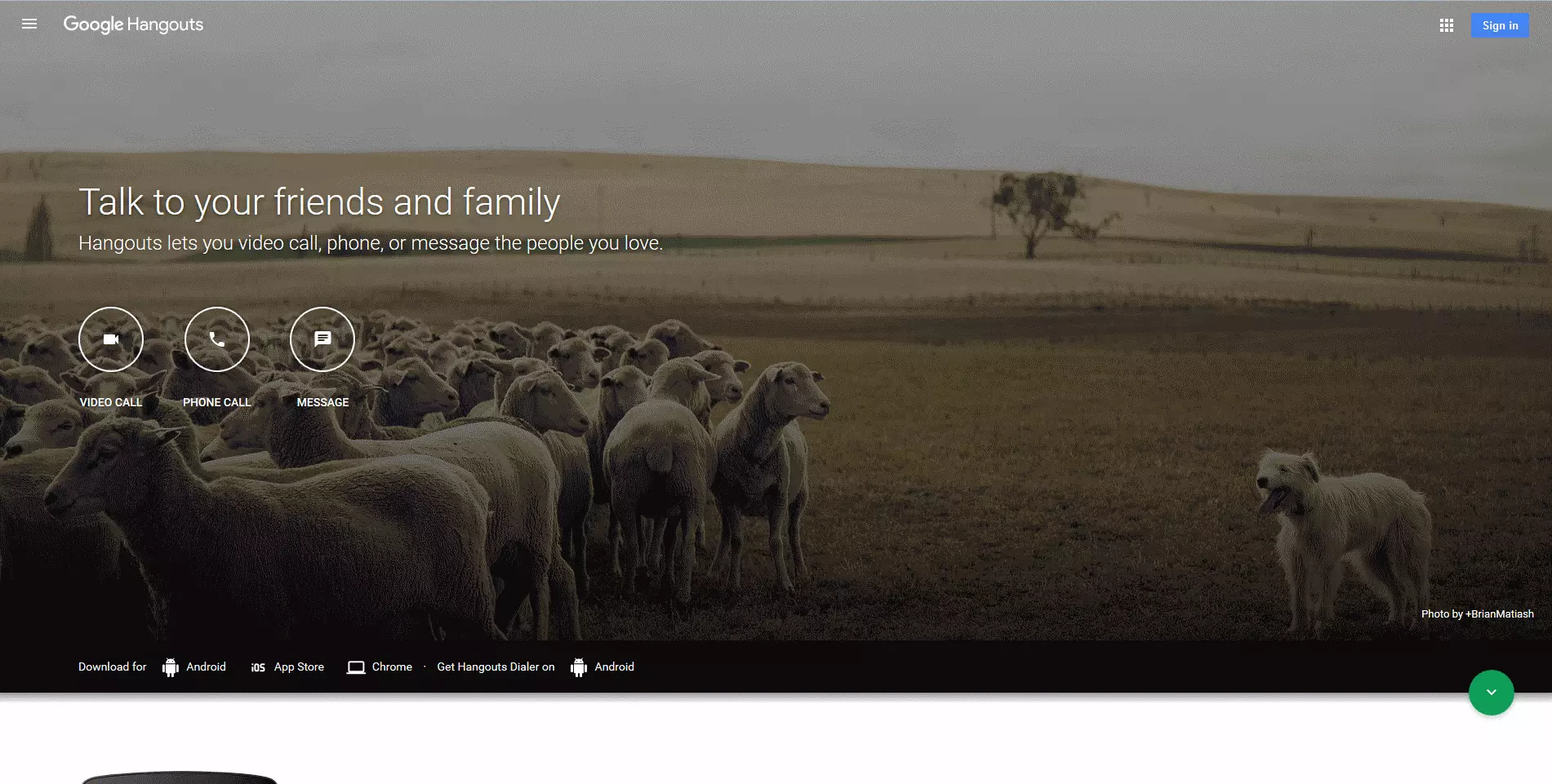 Image: Google Hangouts homepage