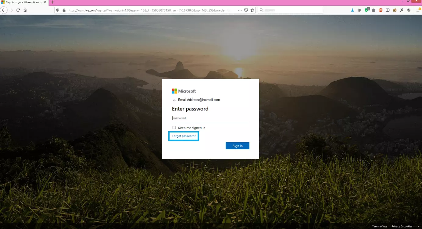 Image: Microsoft account log-in page