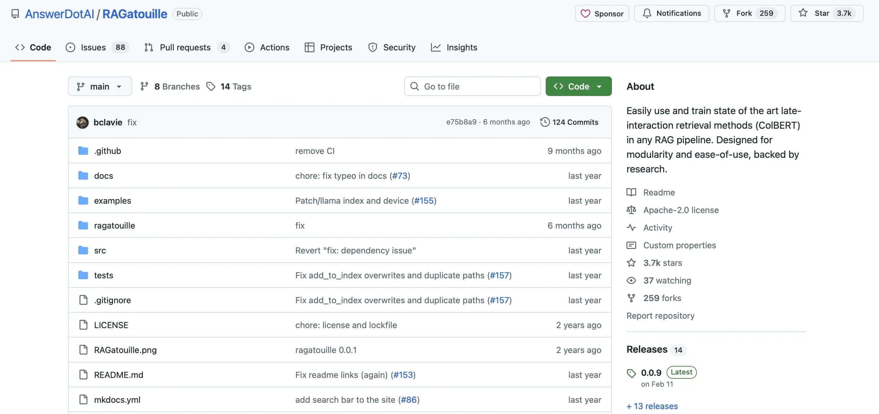 Image: Screenshot of the RAGatouille GitHub repository