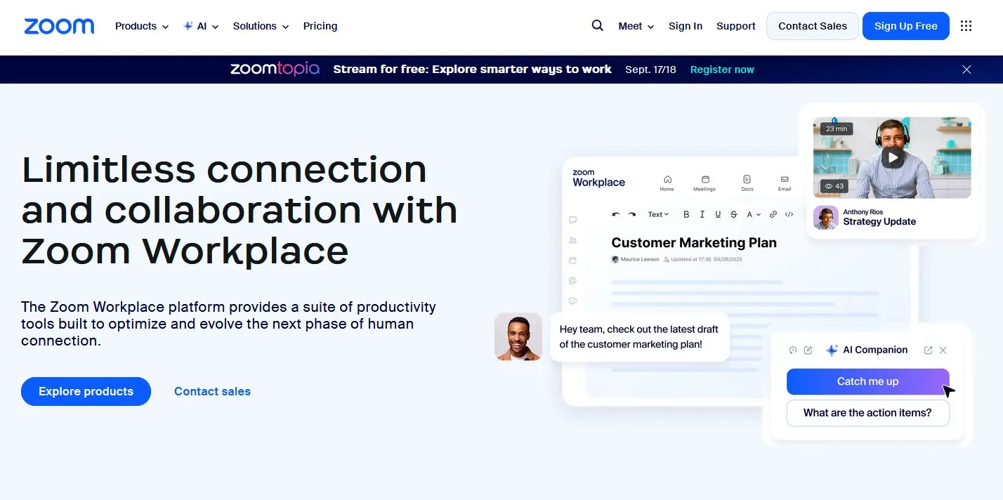 Website of the video calling provider Zoom Image: Website of the video calling provider Zoom