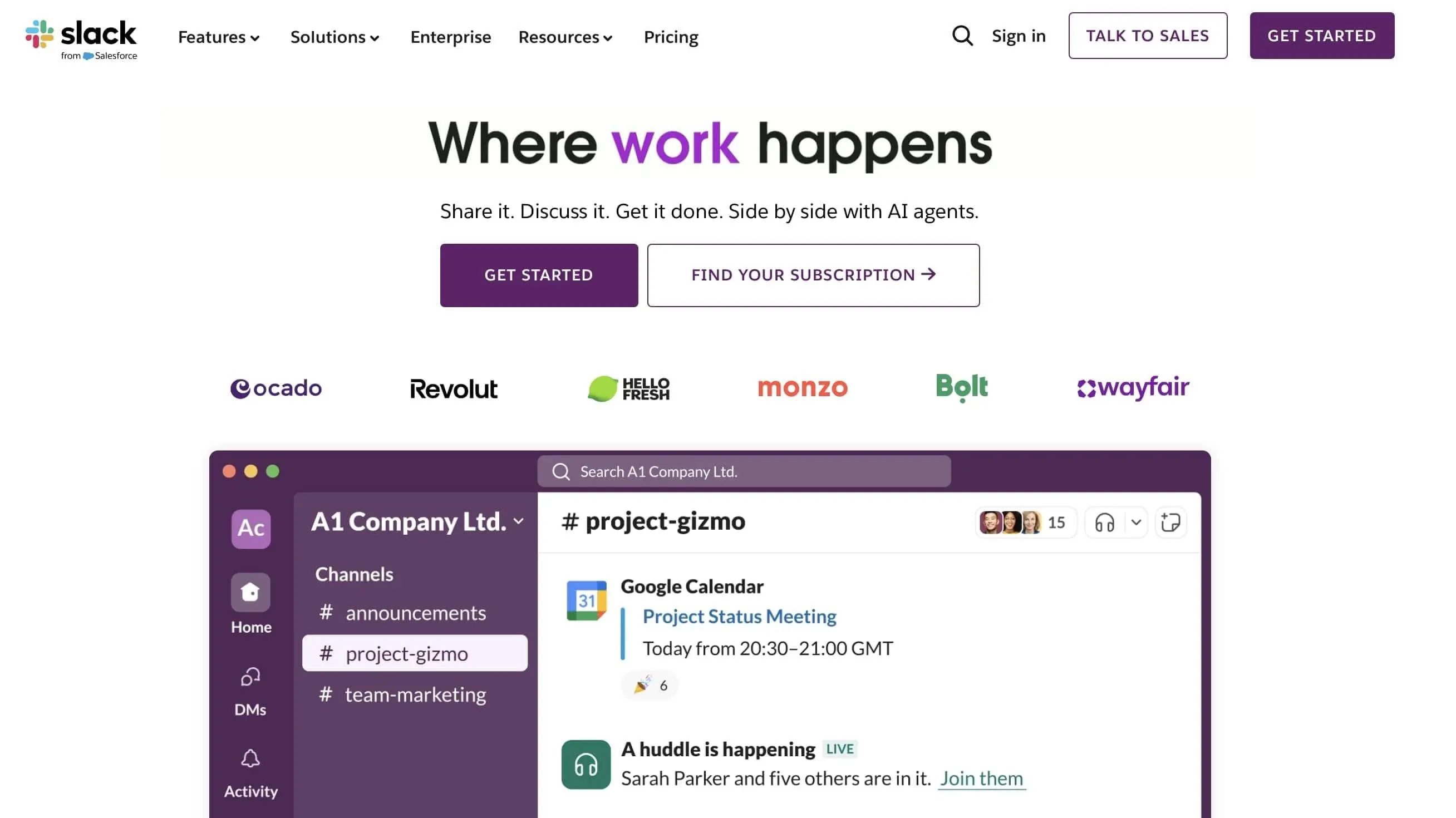 Screenshot of Slack website Image: Screenshot of Slack website