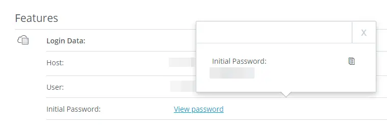 IONOS customer account: Server access data Image: IONOS customer account: Server access data