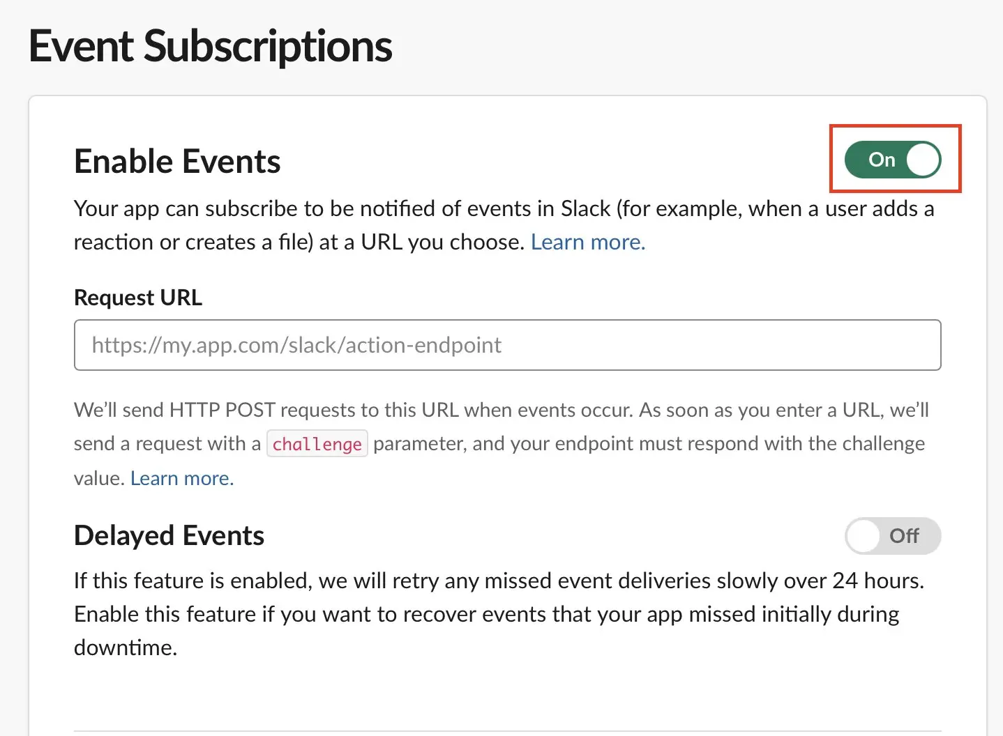 Image: Slack: Event Subscriptions