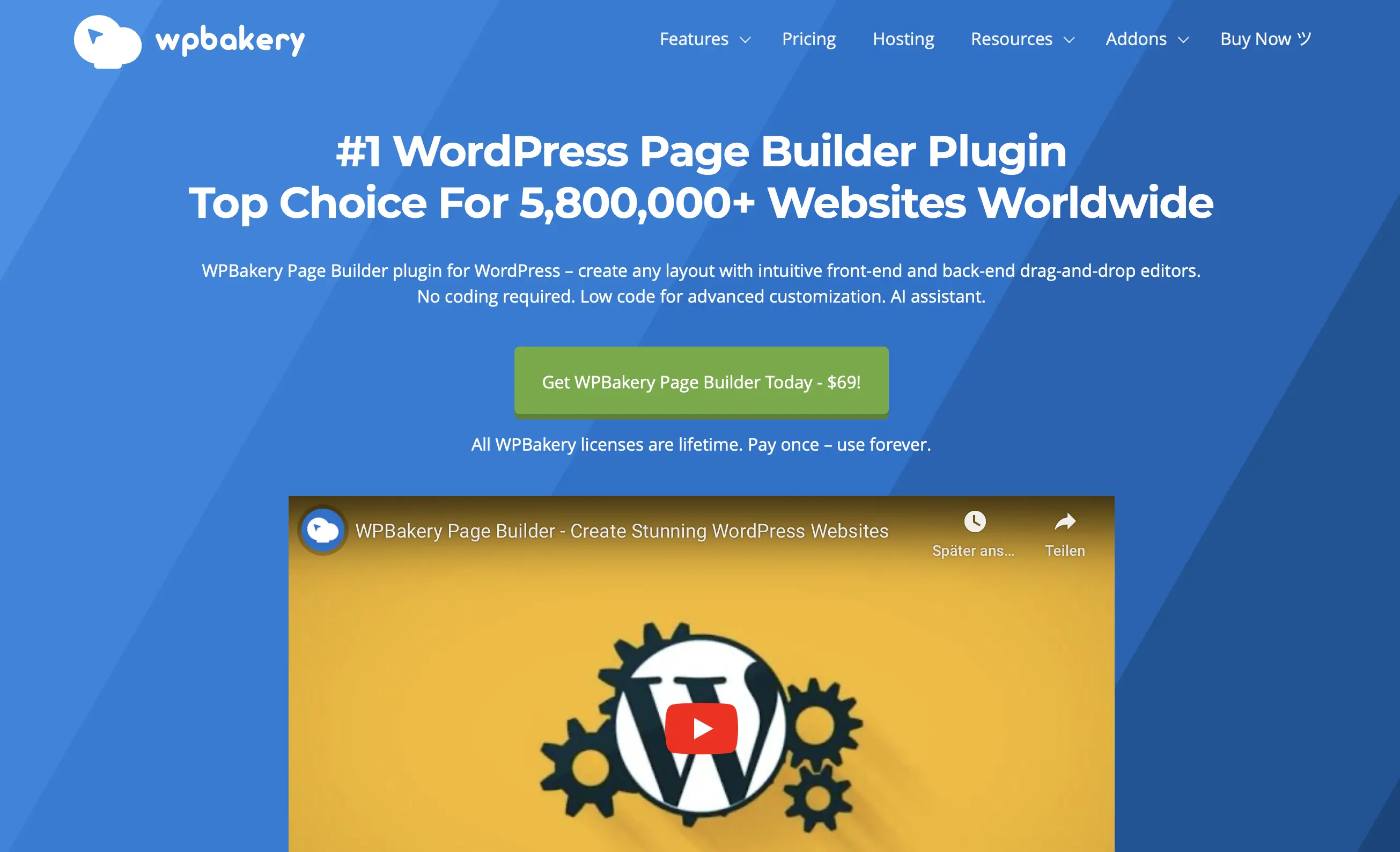 Screenshot of WPBakery website Image: Screenshot of WPBakery website