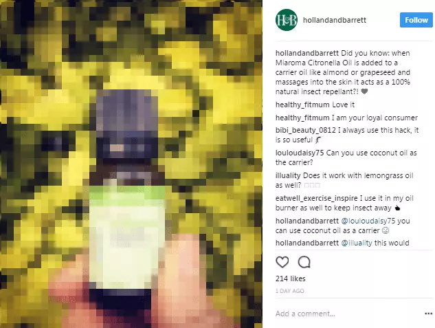 Holland and Barrett use longer captions and a lot of information