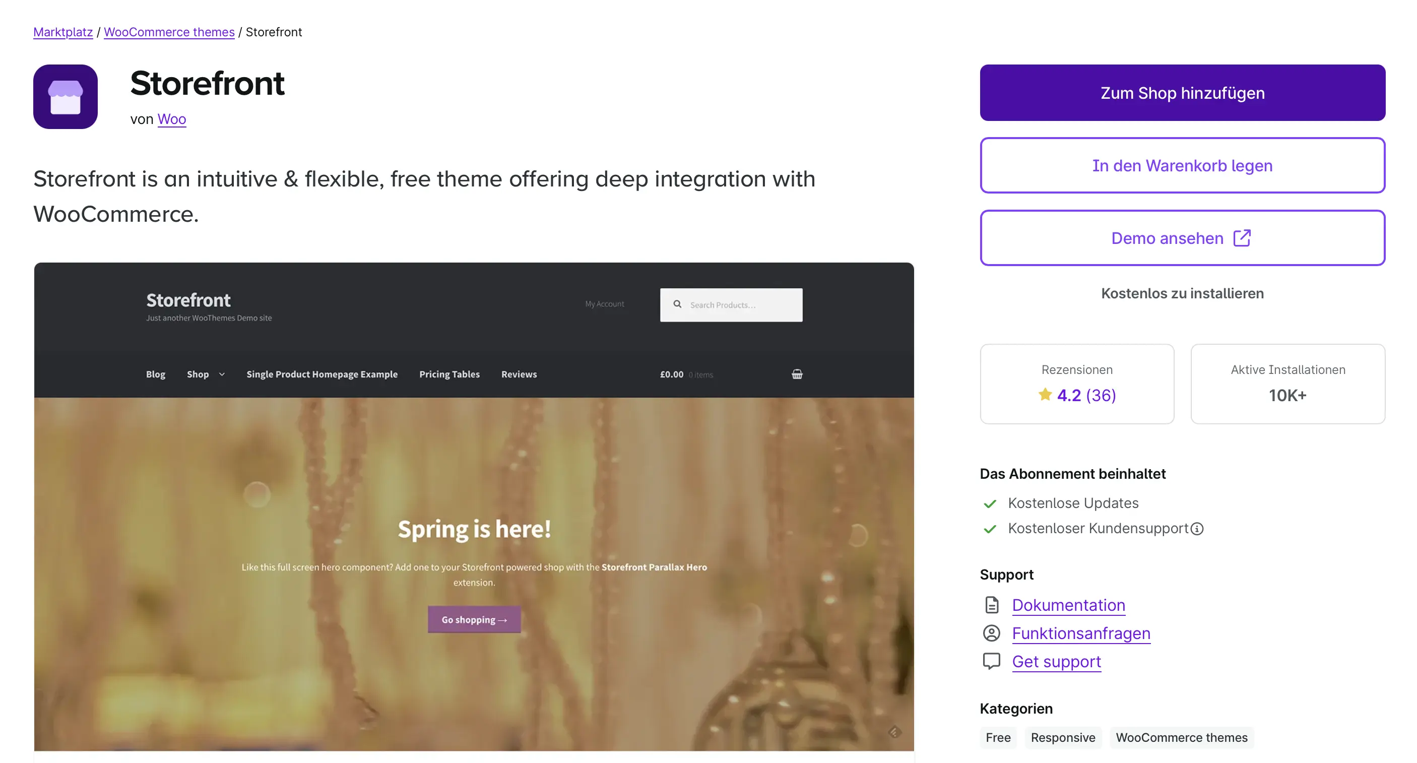 Image: Shop page of WooCommerce Storefront
