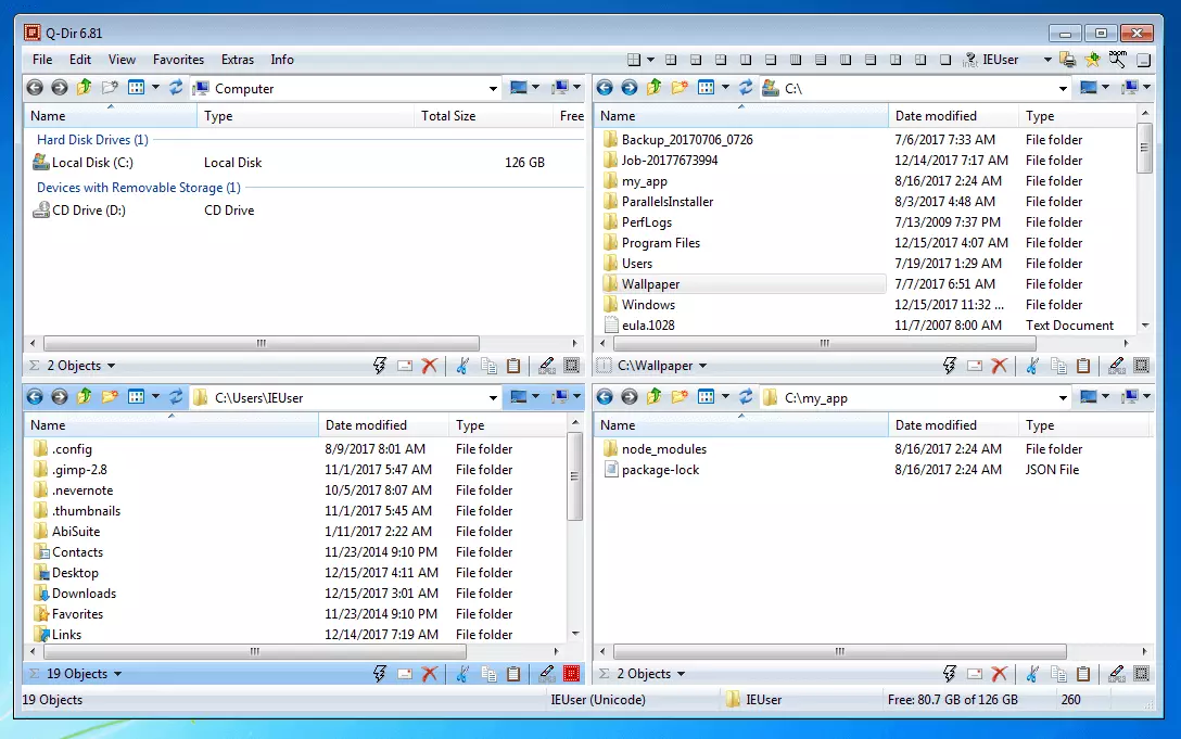 Image: The Windows File Manager Q-Dir user interface