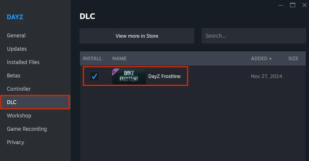 Screenshot of the DayZ settings on Steam Image: Screenshot of the DayZ settings on Steam